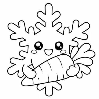 Dibujo de copo con zanahoria para colorear