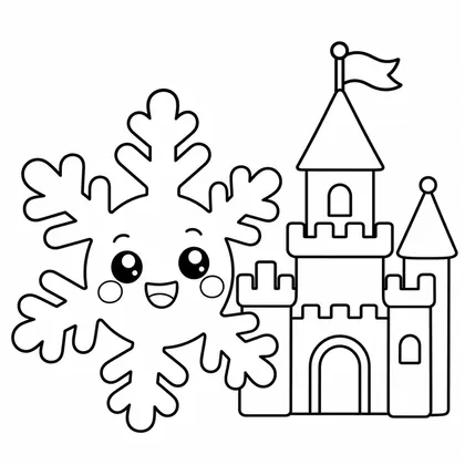 Dibujo de copo con castillo para colorear