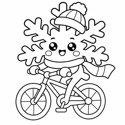 Dibujo de copo con bicicleta para colorear