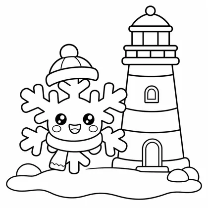 Dibujo de copo con faro para colorear