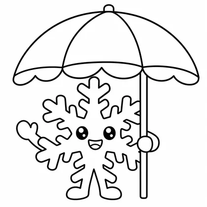 Dibujo de copo con sombrilla para colorear