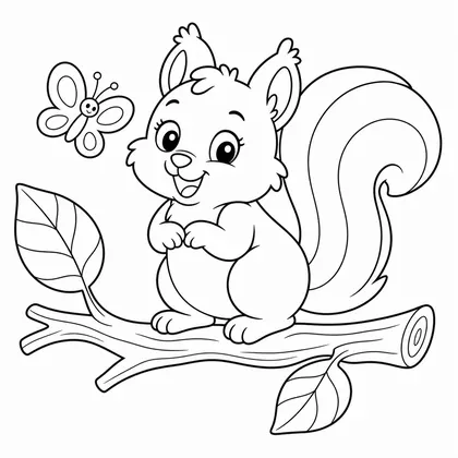Squirrel with a scarf coloring page