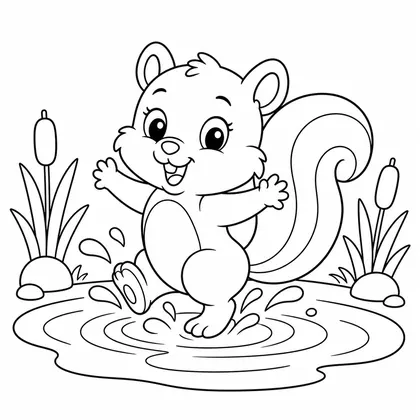 Squirrel with a heart cushion coloring page