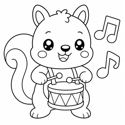 Squirrel on the moon coloring page