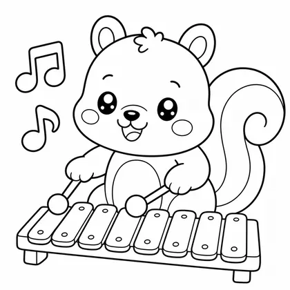 Reading squirrel coloring page