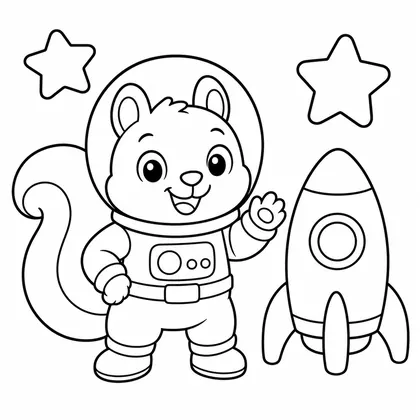Dibujo de ardilla astronauta para colorear