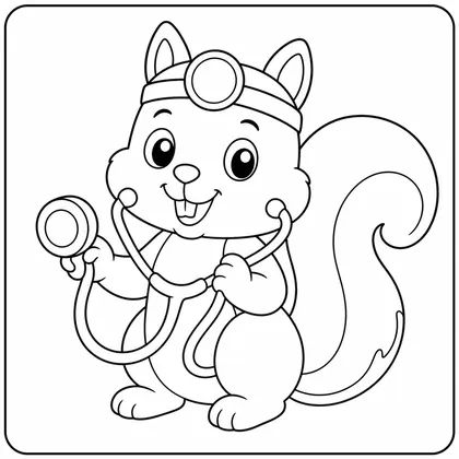 Dibujo de ardilla doctora para colorear
