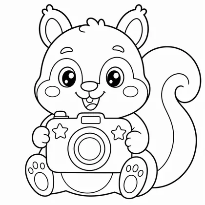 Dibujo de ardilla con cámara para colorear