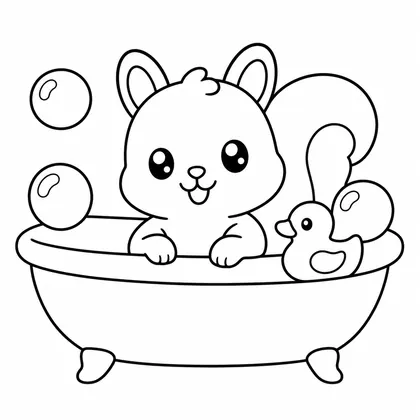 Dibujo de ardilla en baño de burbujas para colorear
