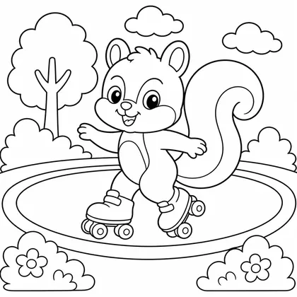 Dibujo de ardilla en patines para colorear