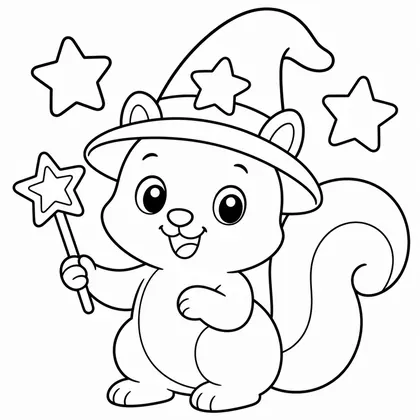 Dibujo de ardilla maga para colorear