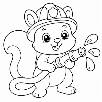 Dibujo de ardilla bombera para colorear