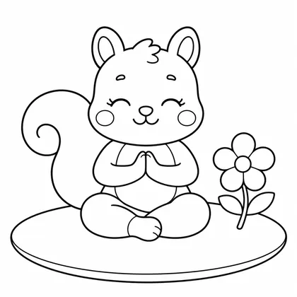 Dibujo de ardilla haciendo yoga para colorear