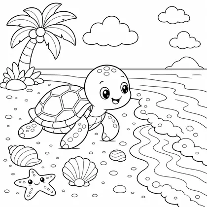 Dibujo de amanecer con palmera y playa para colorear