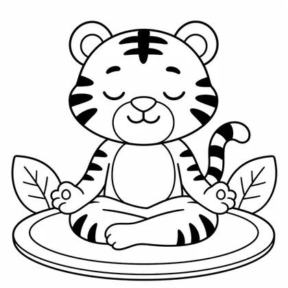 Dibujo de tigre haciendo yoga para colorear