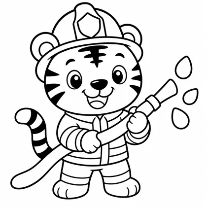 Dibujo de tigre bombero para colorear