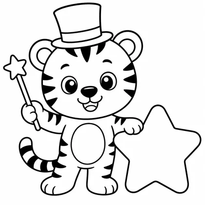 Dibujo de tigre mago para colorear