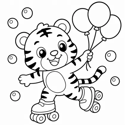 Dibujo de tigre en patines para colorear