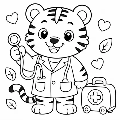 Dibujo de tigre doctor para colorear