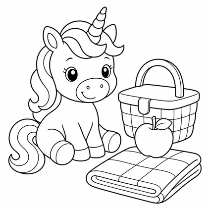 Dibujo de unicornio de picnic para colorear