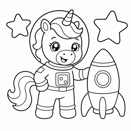 Dibujo de unicornio astronauta para colorear