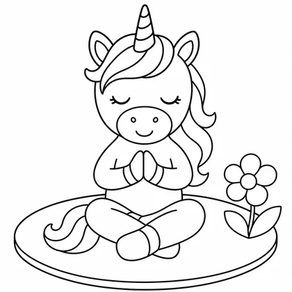 Dibujo de unicornio haciendo yoga para colorear