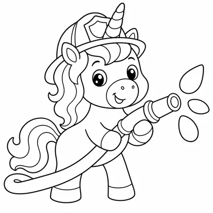 Dibujo de unicornio bombero para colorear