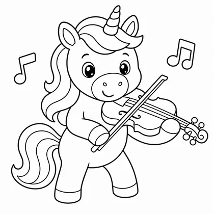 Dibujo de unicornio con violin para colorear