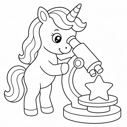 Dibujo de unicornio con microscopio para colorear