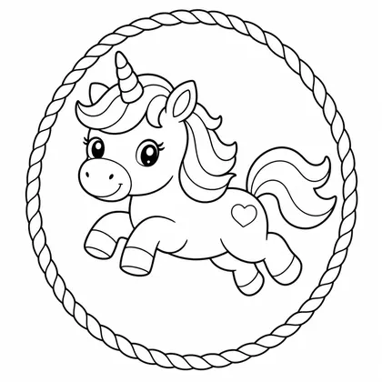 Dibujo de unicornio saltando a la comba para colorear