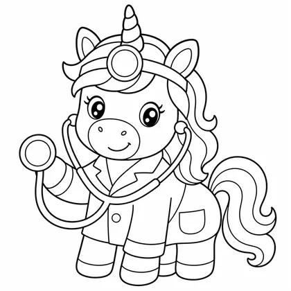 Dibujo de unicornio doctor para colorear