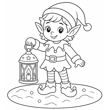 Dibujo de elfo con cojín de corazón para colorear