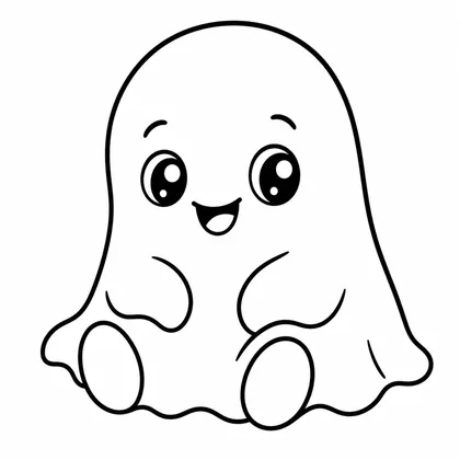 Dibujo de fantasma con cojín de corazón para colorear
