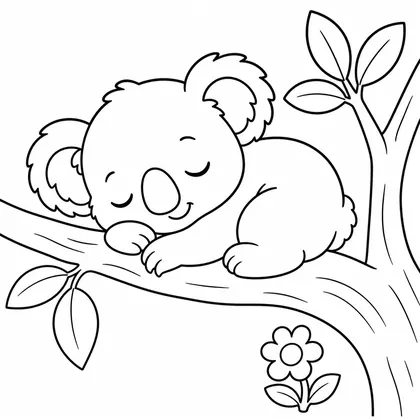 Dibujo de koala con cojín de corazón para colorear