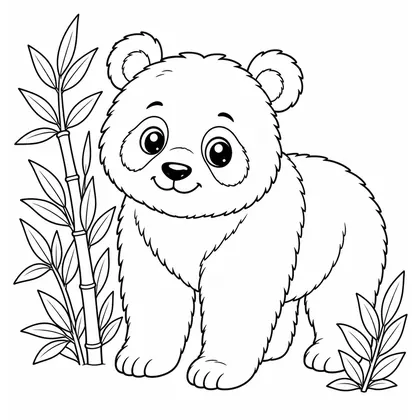 Dibujo de panda con cojín de corazón para colorear