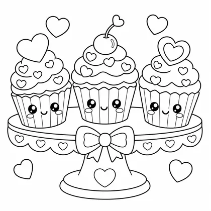 Dibujo de soporte de cupcakes para colorear