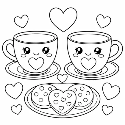 Dibujo de tazas con galletas para colorear