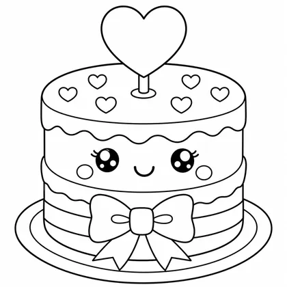 Dibujo de tarta de san valentín para colorear