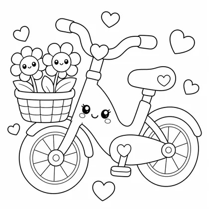 Dibujo de bicicleta con cesta para colorear