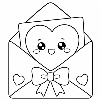Dibujo de carta de san valentín para colorear