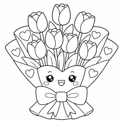 Dibujo de ramo de tulipanes para colorear