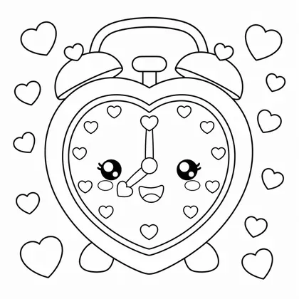 Dibujo de reloj de corazón para colorear