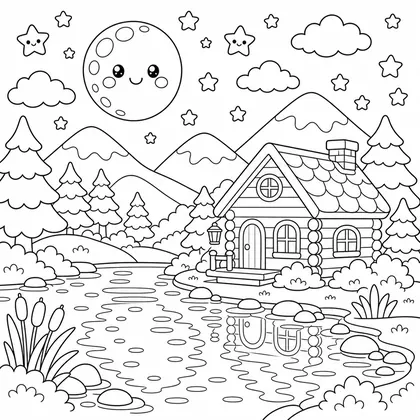 Dibujo de barquito en el río para colorear