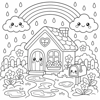Dibujo de patito en charco para colorear