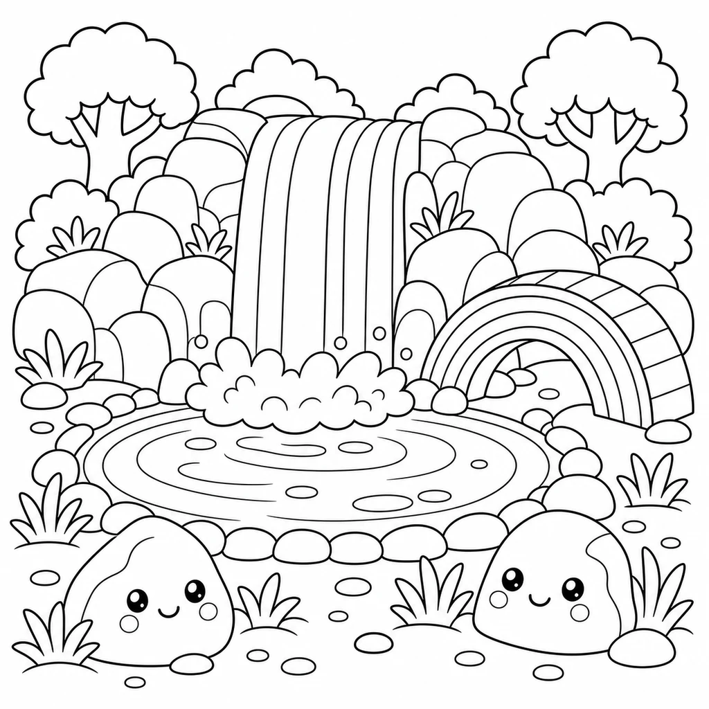 Disegno di cascata 12 da colorare