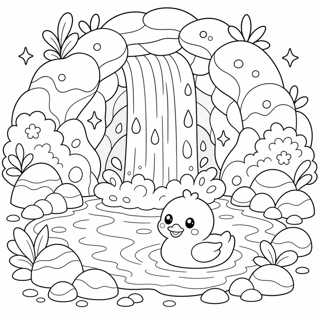 Disegni di cascate da colorare