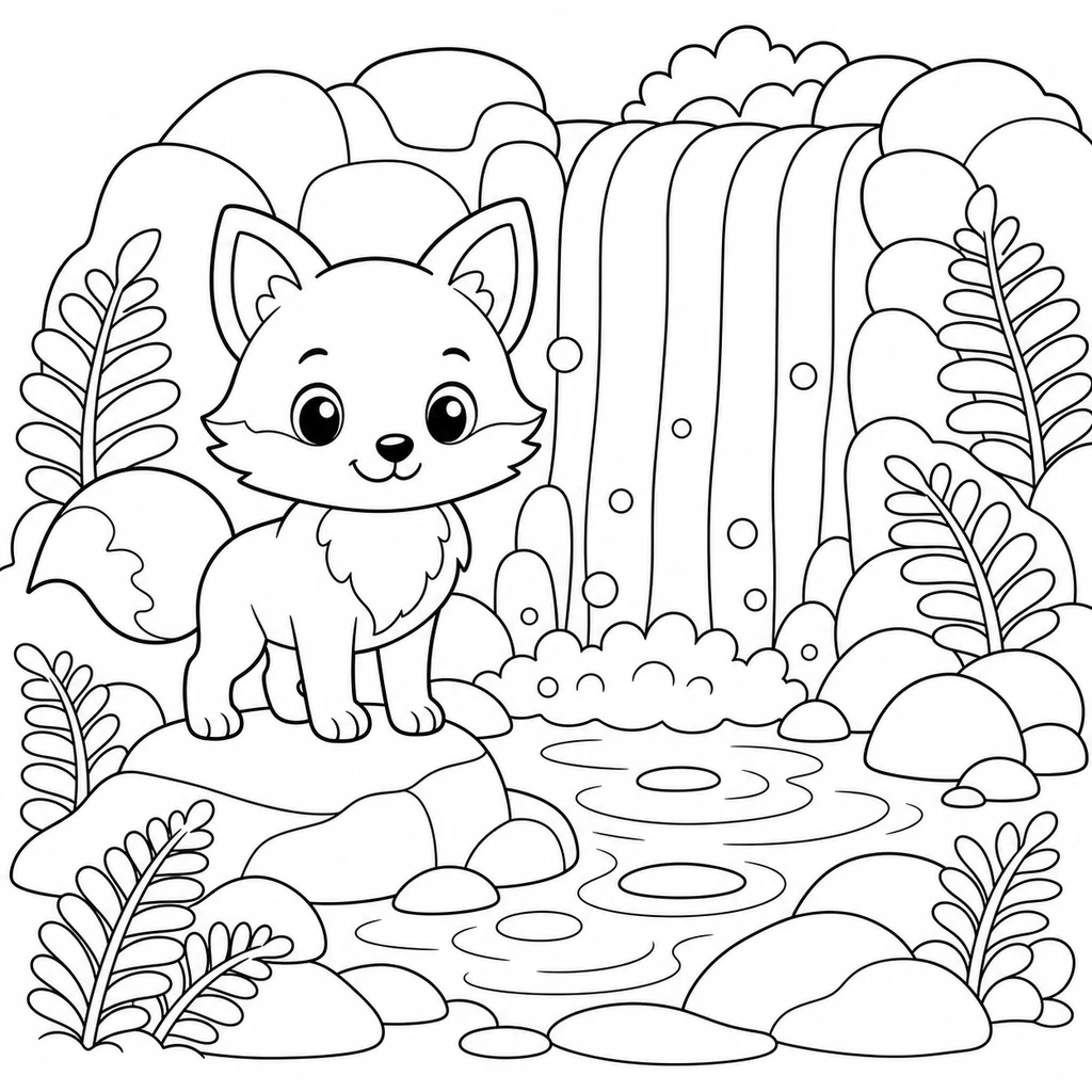 Disegno di cascata 4 da colorare