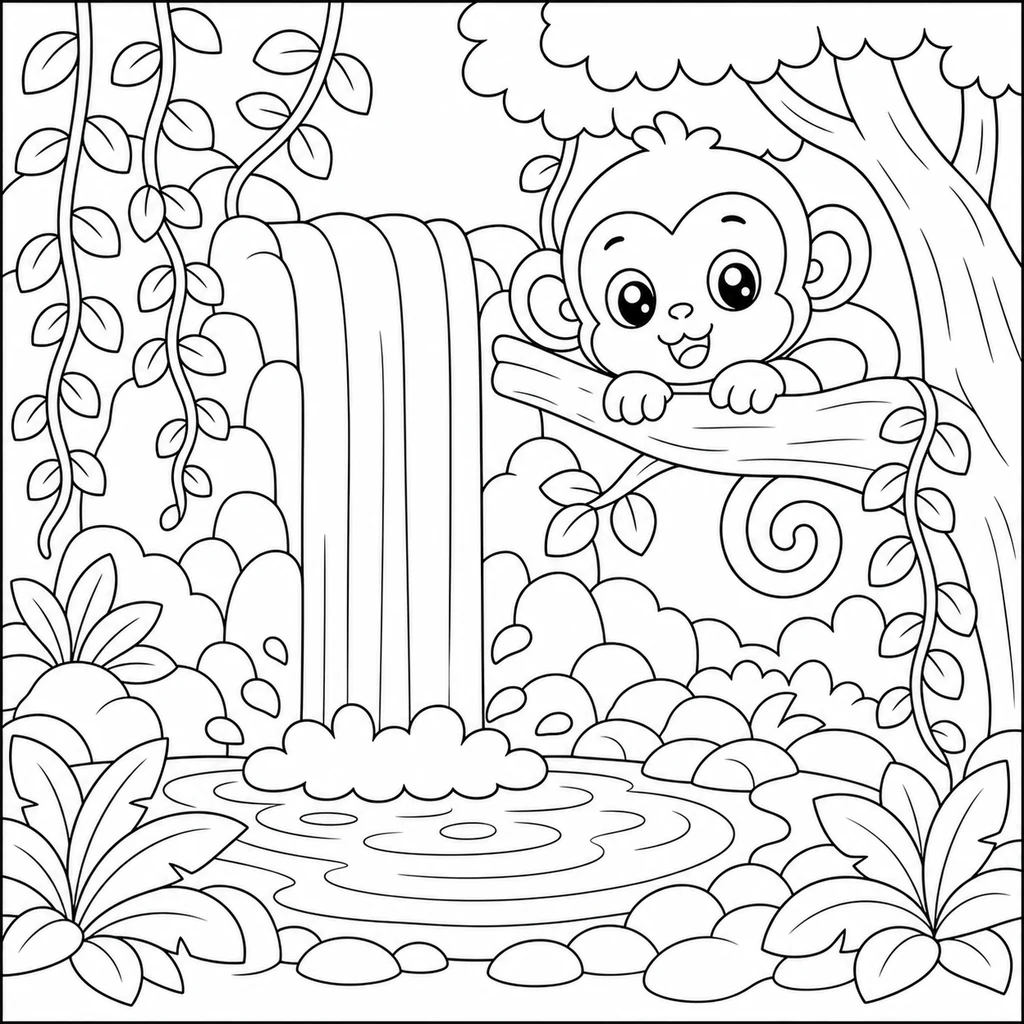 Disegno di cascata 5 da colorare