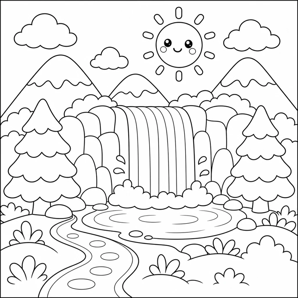 Coloriage : Cascade n°6