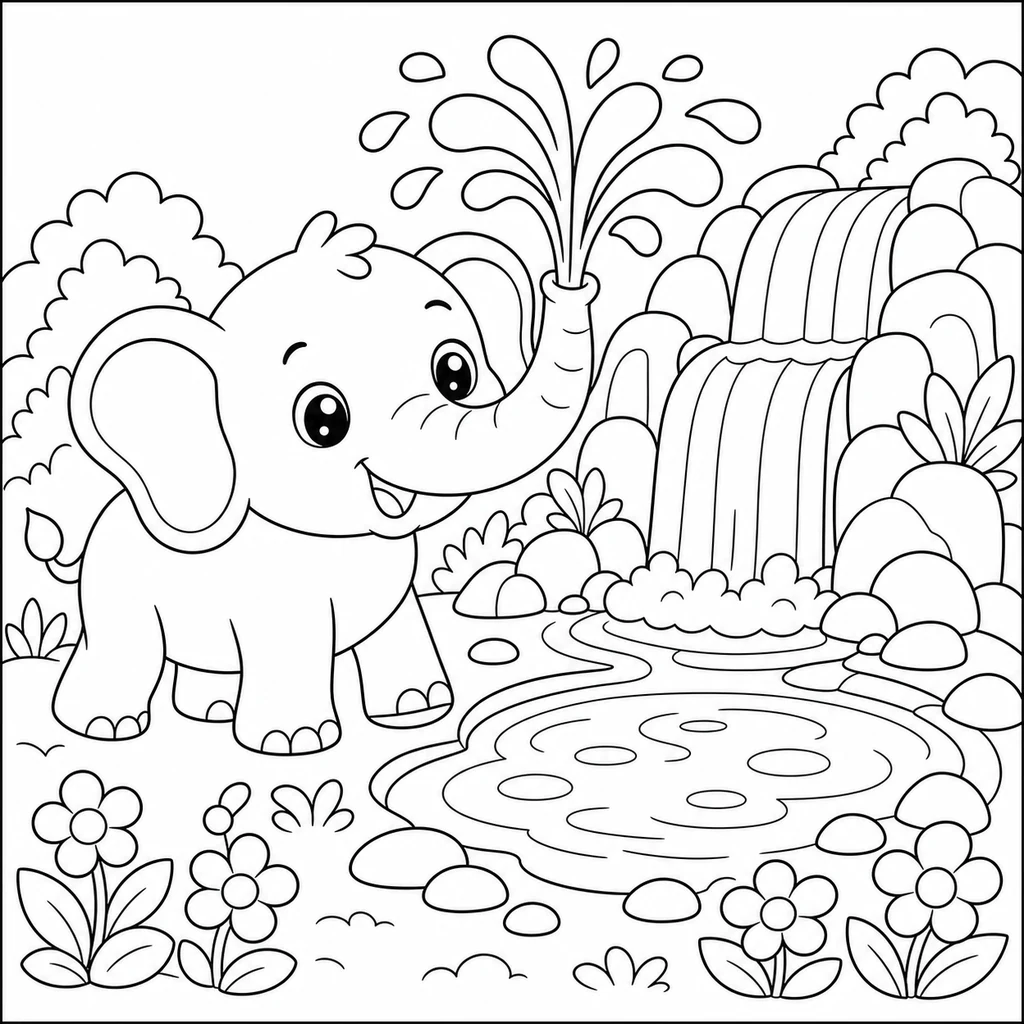 Disegno di cascata 7 da colorare